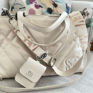 STEVE MADDEN WOMEN'S WHITE BEIGE BIG CROSSBODY BAG HANDBAG